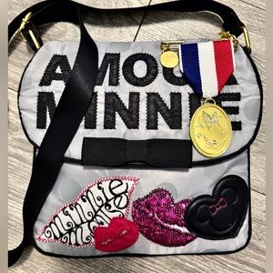 Disney Minnie Mouse Black and Gray Crossbody Bag